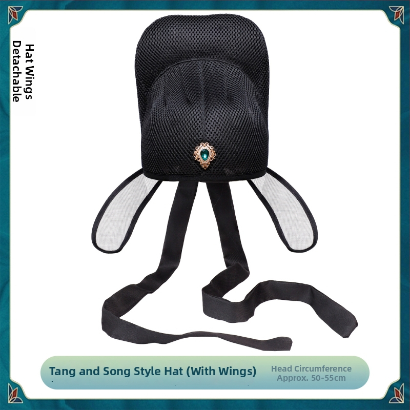 Férfiaknak tervezett ősi stílusú udvari tisztviselő sapka, retro cosplay kiegészítő, mechanikus kidolgozás