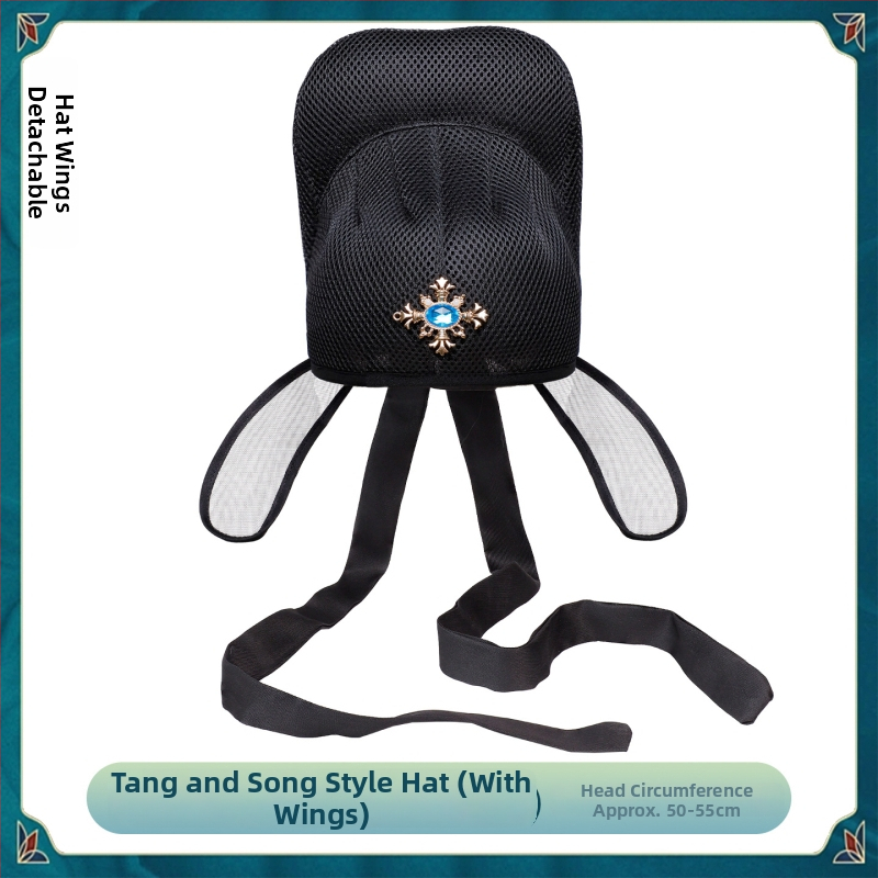 Férfiaknak tervezett ősi stílusú udvari tisztviselő sapka, retro cosplay kiegészítő, mechanikus kidolgozás