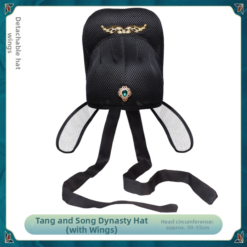 Férfiaknak tervezett ősi stílusú udvari tisztviselő sapka, retro cosplay kiegészítő, mechanikus kidolgozás