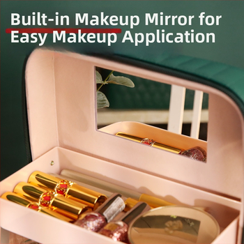 Козметична чанта от PC, с цип за отваряне, каре-шарка, еднопосочни колела