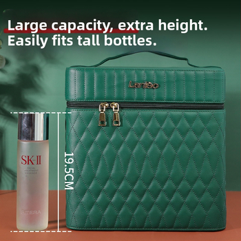 Козметична чанта от PC, с цип за отваряне, каре-шарка, еднопосочни колела