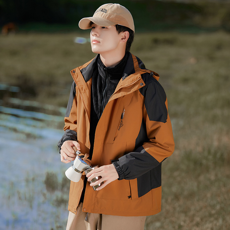 Hegymászó dzseki: három az egyben leválasztható két darabból álló készlet kapucnival, szélálló, vastag poliészter keverék