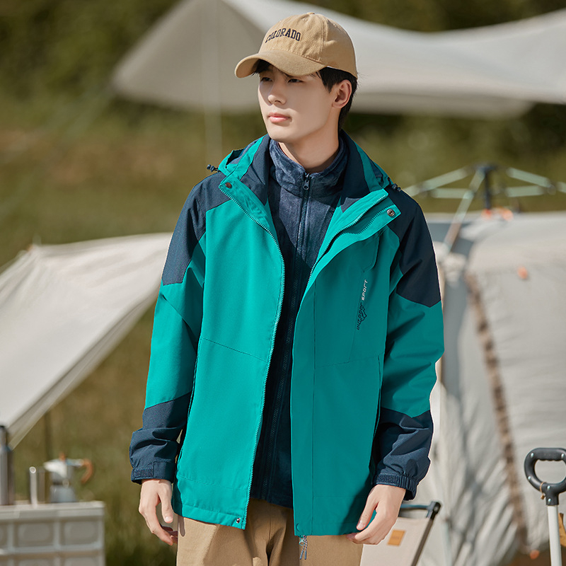 Hegymászó dzseki: három az egyben leválasztható két darabból álló készlet kapucnival, szélálló, vastag poliészter keverék