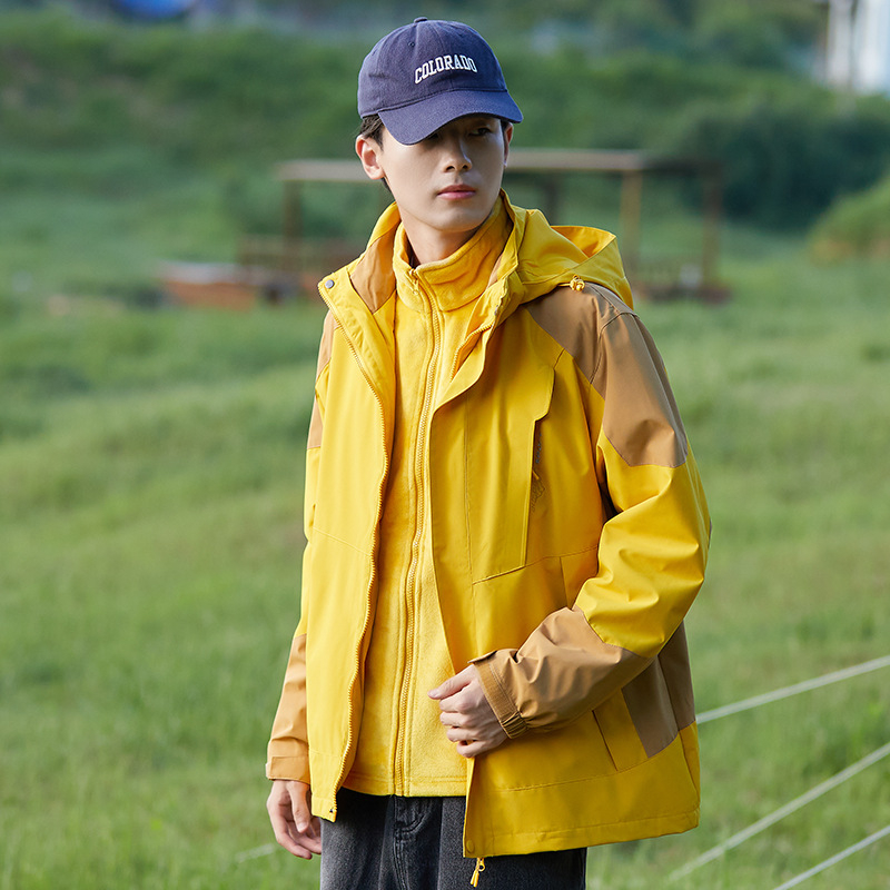 Hegymászó dzseki: három az egyben leválasztható két darabból álló készlet kapucnival, szélálló, vastag poliészter keverék