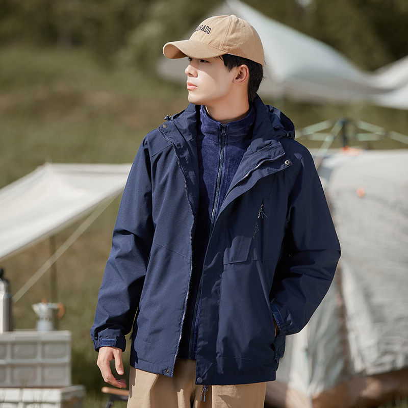 Hegymászó dzseki: három az egyben leválasztható két darabból álló készlet kapucnival, szélálló, vastag poliészter keverék