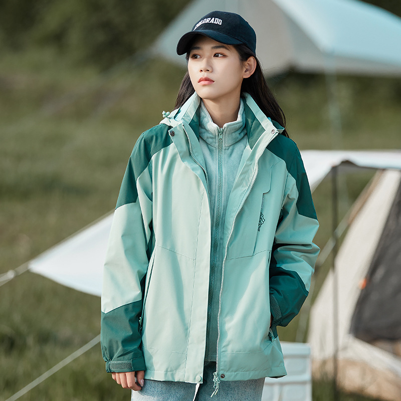 Hegymászó dzseki: három az egyben leválasztható két darabból álló készlet kapucnival, szélálló, vastag poliészter keverék