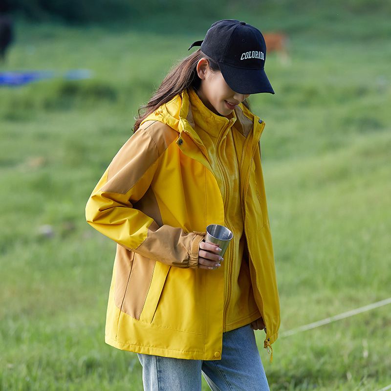 Hegymászó dzseki: három az egyben leválasztható két darabból álló készlet kapucnival, szélálló, vastag poliészter keverék