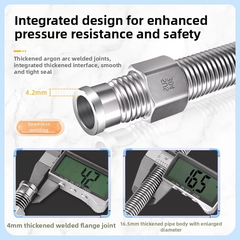 4-точкова вътрешна резба, заварена и интегрирана, удебелена и усилена, 304 неръждаема стомана, експлозийно-устойчива гофрирана тръба