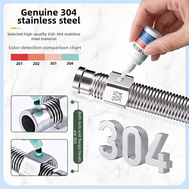 4-точкова вътрешна резба, заварена и интегрирана, удебелена и усилена, 304 неръждаема стомана, експлозийно-устойчива гофрирана тръба