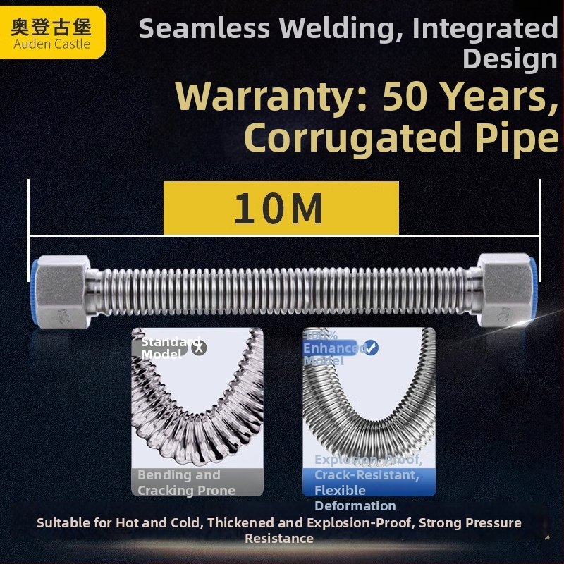 4-точкова вътрешна резба, заварена и интегрирана, удебелена и усилена, 304 неръждаема стомана, експлозийно-устойчива гофрирана тръба