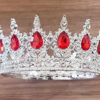 Tiara barocă din plastic pentru nuntă, formă picătură, stil vintage, electroplacare, model 0899