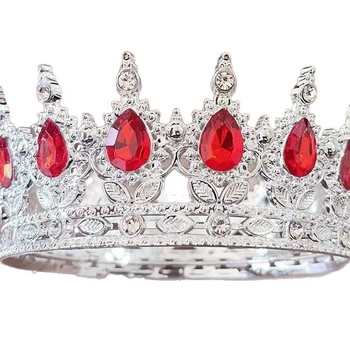 Tiara barocă din plastic pentru nuntă, formă picătură, stil vintage, electroplacare, model 0899