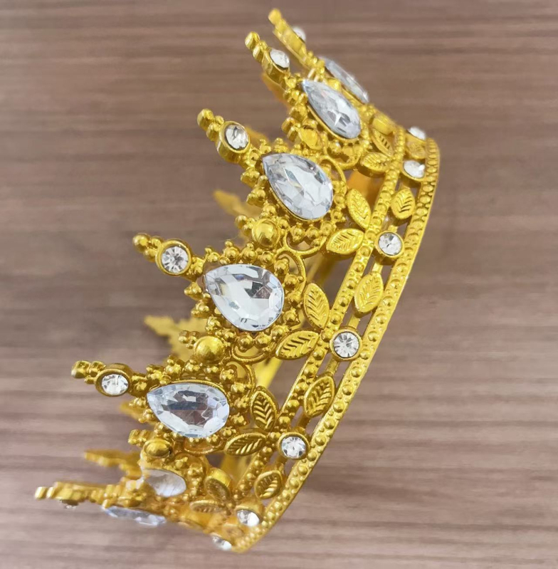 Tiara barocă din plastic pentru nuntă, formă picătură, stil vintage, electroplacare, model 0899