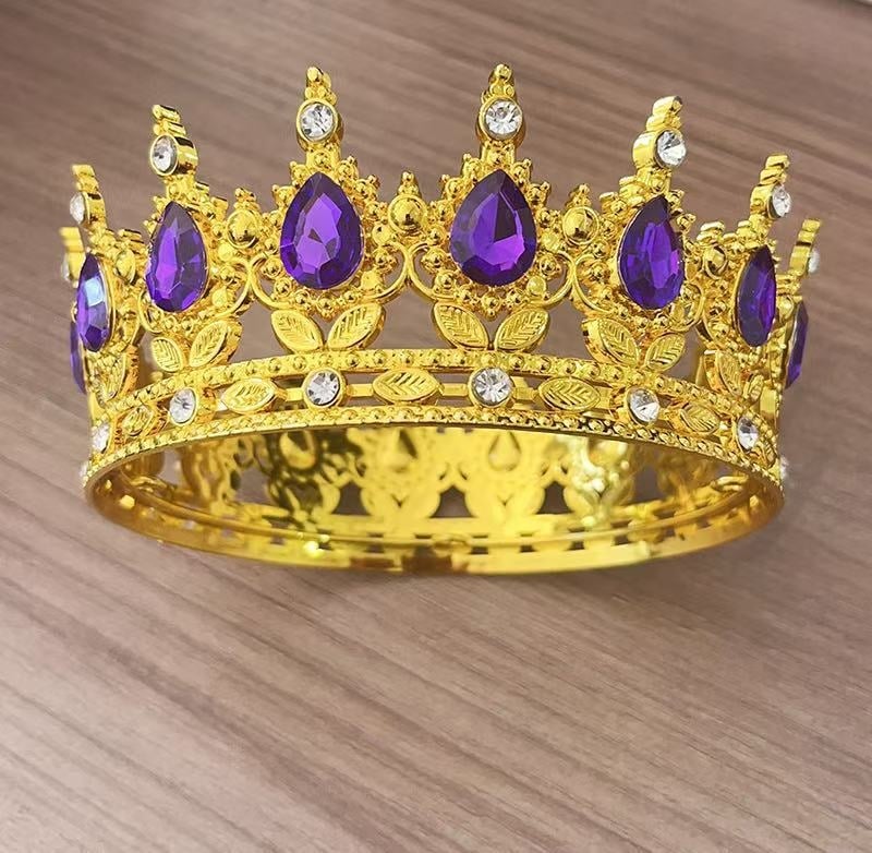 Tiara barocă din plastic pentru nuntă, formă picătură, stil vintage, electroplacare, model 0899