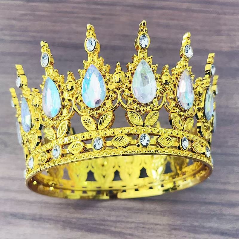 Tiara barocă din plastic pentru nuntă, formă picătură, stil vintage, electroplacare, model 0899
