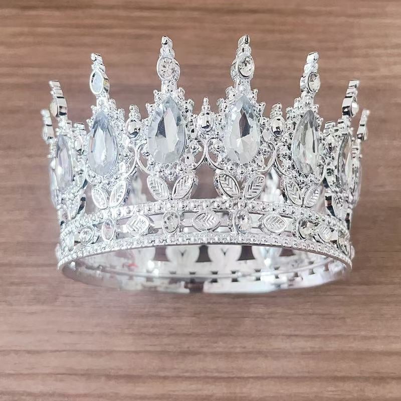 Tiara barocă din plastic pentru nuntă, formă picătură, stil vintage, electroplacare, model 0899
