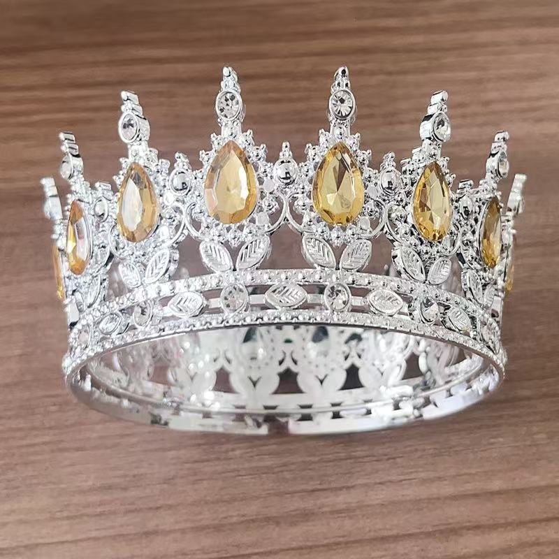 Tiara barocă din plastic pentru nuntă, formă picătură, stil vintage, electroplacare, model 0899