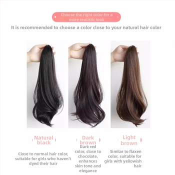 Perucă cu coadă lungă, clips de prindere, păr în bucle fine, fibră rezistentă la temperaturi înalte, model AM02/AM03, fixare mecanică, neapt pentru vopsire la temperaturi înalte