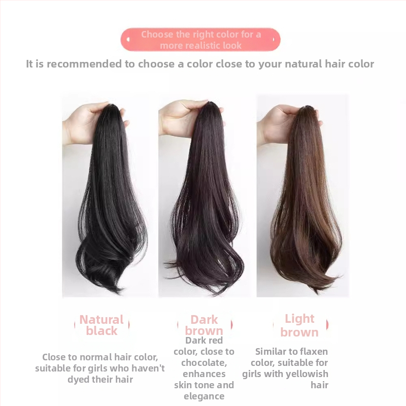 Perucă cu coadă lungă, clips de prindere, păr în bucle fine, fibră rezistentă la temperaturi înalte, model AM02/AM03, fixare mecanică, neapt pentru vopsire la temperaturi înalte