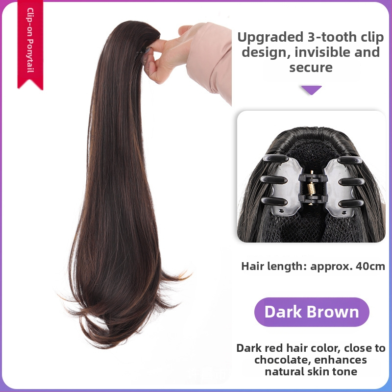 Perucă cu coadă lungă, clips de prindere, păr în bucle fine, fibră rezistentă la temperaturi înalte, model AM02/AM03, fixare mecanică, neapt pentru vopsire la temperaturi înalte