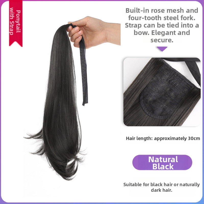 Perucă cu coadă lungă, clips de prindere, păr în bucle fine, fibră rezistentă la temperaturi înalte, model AM02/AM03, fixare mecanică, neapt pentru vopsire la temperaturi înalte