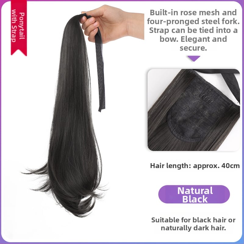 Perucă cu coadă lungă, clips de prindere, păr în bucle fine, fibră rezistentă la temperaturi înalte, model AM02/AM03, fixare mecanică, neapt pentru vopsire la temperaturi înalte