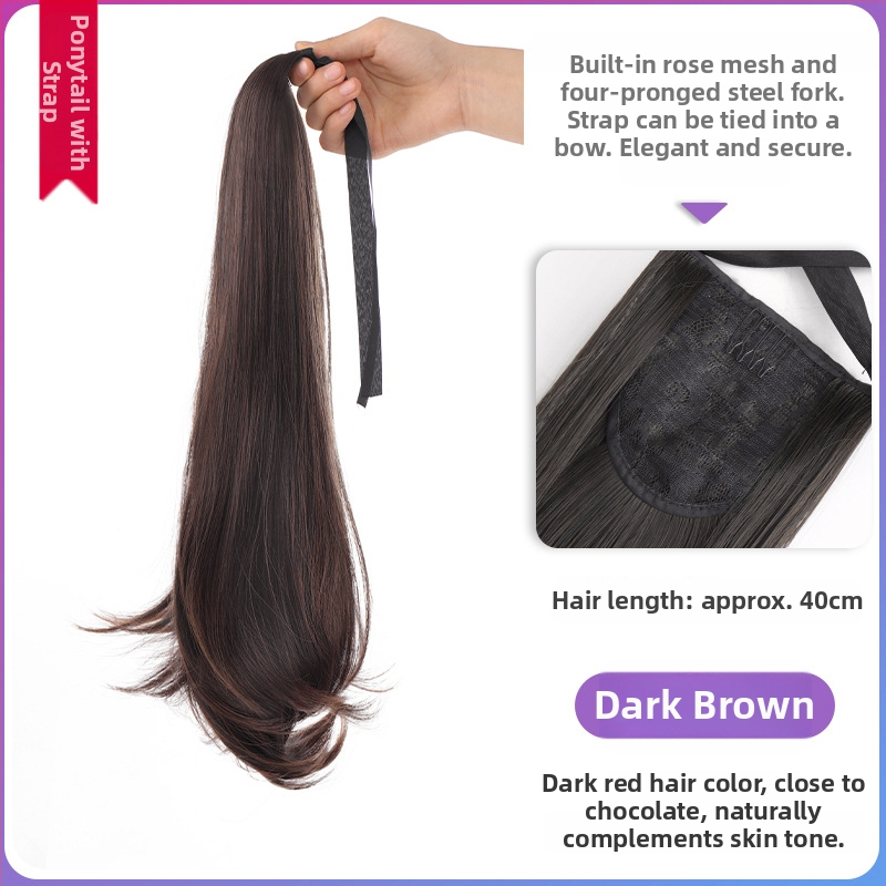 Perucă cu coadă lungă, clips de prindere, păr în bucle fine, fibră rezistentă la temperaturi înalte, model AM02/AM03, fixare mecanică, neapt pentru vopsire la temperaturi înalte