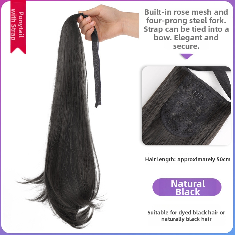 Perucă cu coadă lungă, clips de prindere, păr în bucle fine, fibră rezistentă la temperaturi înalte, model AM02/AM03, fixare mecanică, neapt pentru vopsire la temperaturi înalte