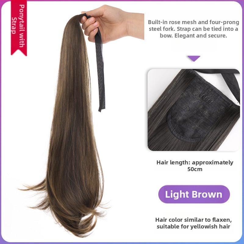 Perucă cu coadă lungă, clips de prindere, păr în bucle fine, fibră rezistentă la temperaturi înalte, model AM02/AM03, fixare mecanică, neapt pentru vopsire la temperaturi înalte