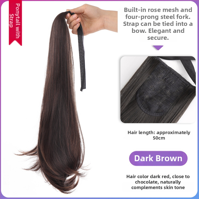 Perucă cu coadă lungă, clips de prindere, păr în bucle fine, fibră rezistentă la temperaturi înalte, model AM02/AM03, fixare mecanică, neapt pentru vopsire la temperaturi înalte