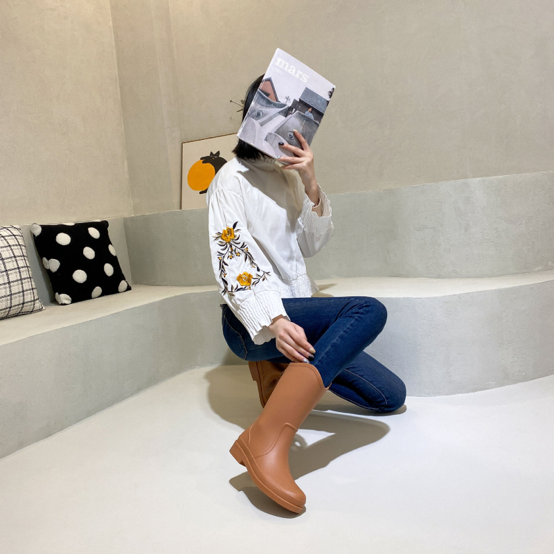 Unisex PVC γαλότσες βροχής, υψηλός σωλήνας, αδιάβροχες, αντιολισθητικές, χαμηλό τακούνι 1–3 cm