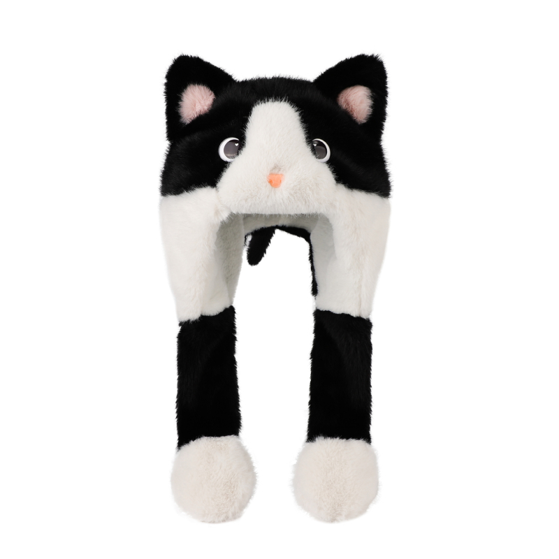 Γούνινο παιδικό καπέλο για τον χειμώνα με κινητά αυτιά και ενσωματωμένο κασκόλ – unisex σετ δύο τεμαχίων για παιδιά, μαξιλάρι αέρα, Χειμώνας 2025