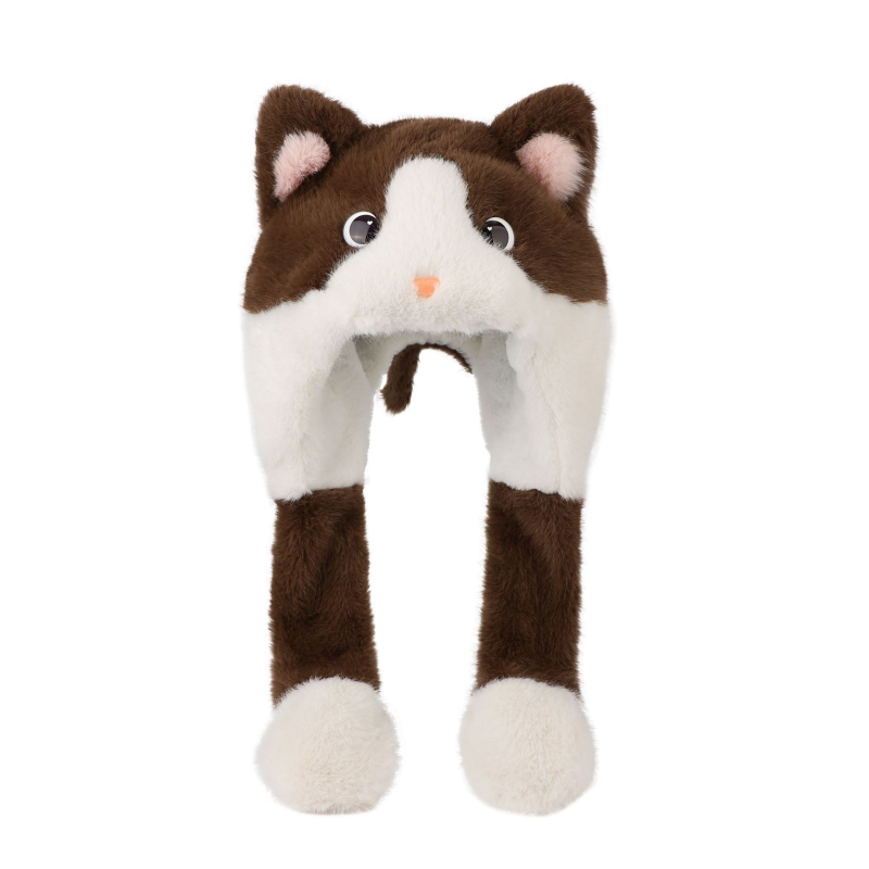 Γούνινο παιδικό καπέλο για τον χειμώνα με κινητά αυτιά και ενσωματωμένο κασκόλ – unisex σετ δύο τεμαχίων για παιδιά, μαξιλάρι αέρα, Χειμώνας 2025