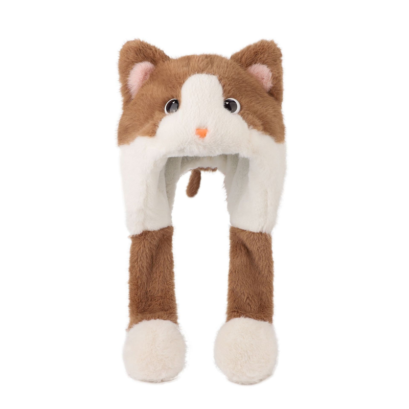 Γούνινο παιδικό καπέλο για τον χειμώνα με κινητά αυτιά και ενσωματωμένο κασκόλ – unisex σετ δύο τεμαχίων για παιδιά, μαξιλάρι αέρα, Χειμώνας 2025