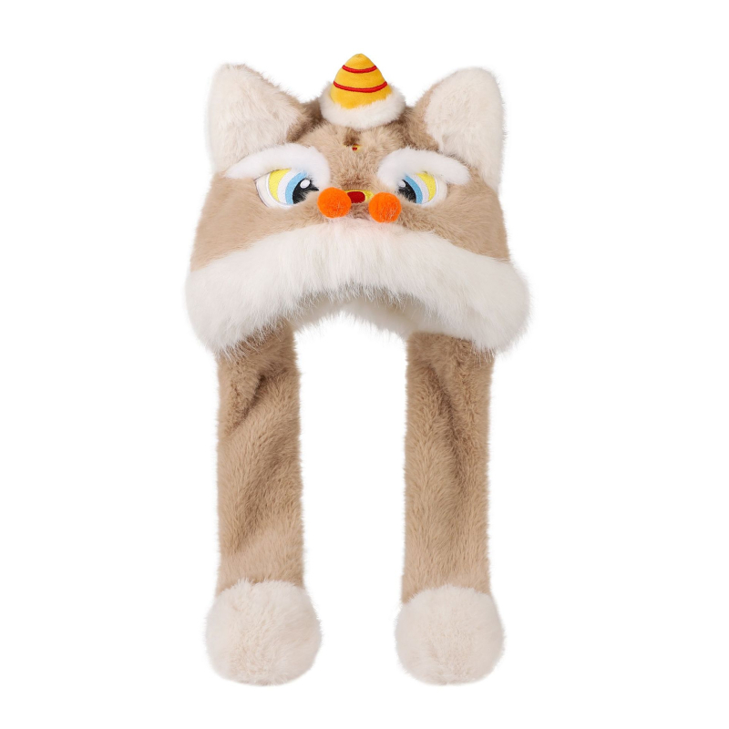 Γούνινο παιδικό καπέλο για τον χειμώνα με κινητά αυτιά και ενσωματωμένο κασκόλ – unisex σετ δύο τεμαχίων για παιδιά, μαξιλάρι αέρα, Χειμώνας 2025