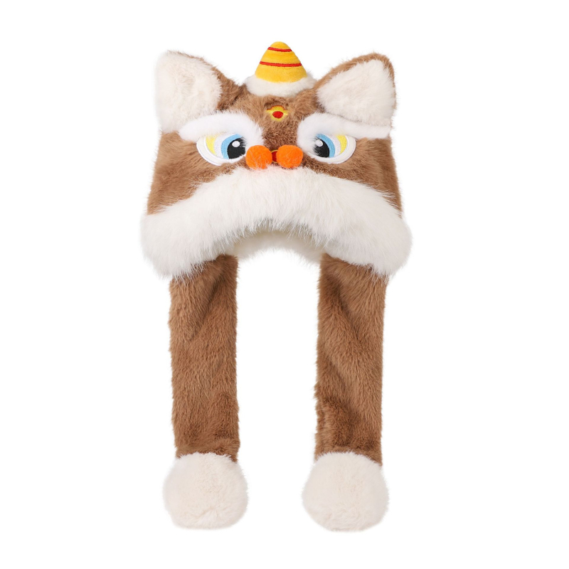 Γούνινο παιδικό καπέλο για τον χειμώνα με κινητά αυτιά και ενσωματωμένο κασκόλ – unisex σετ δύο τεμαχίων για παιδιά, μαξιλάρι αέρα, Χειμώνας 2025