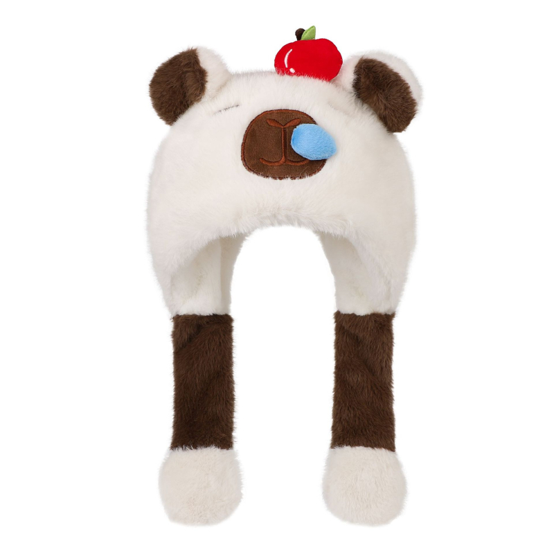 Γούνινο παιδικό καπέλο για τον χειμώνα με κινητά αυτιά και ενσωματωμένο κασκόλ – unisex σετ δύο τεμαχίων για παιδιά, μαξιλάρι αέρα, Χειμώνας 2025