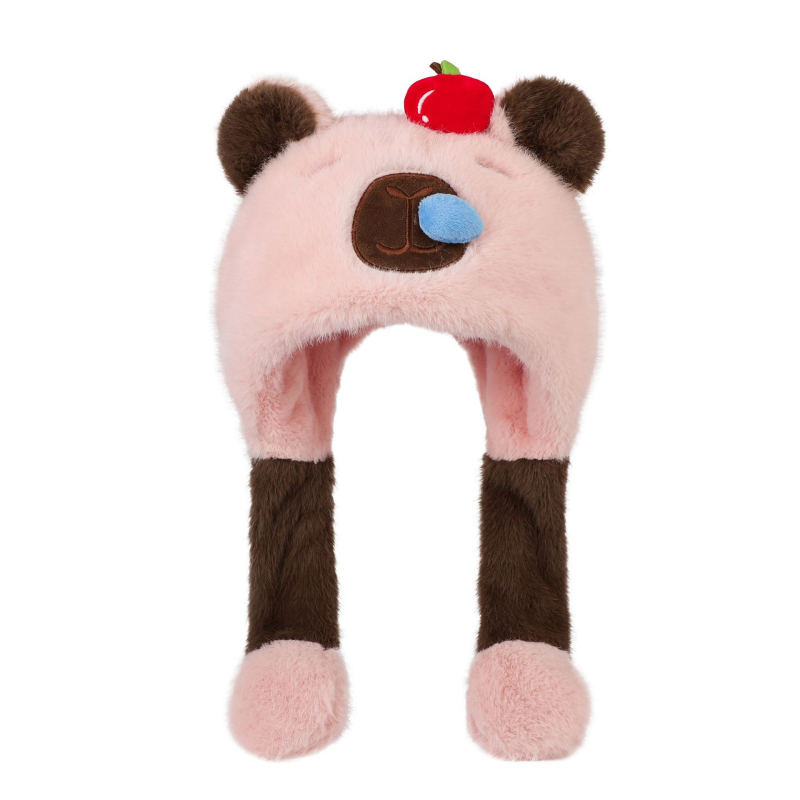 Γούνινο παιδικό καπέλο για τον χειμώνα με κινητά αυτιά και ενσωματωμένο κασκόλ – unisex σετ δύο τεμαχίων για παιδιά, μαξιλάρι αέρα, Χειμώνας 2025