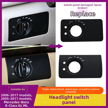 Panel prepínača svetlometov pre Mercedes-Benz R-Class – ABS, kompatibilný s ML/GL, kryt palubnej dosky, Snap-On inštalácia