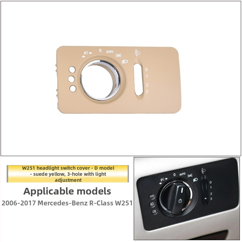 Panel prepínača svetlometov pre Mercedes-Benz R-Class – ABS, kompatibilný s ML/GL, kryt palubnej dosky, Snap-On inštalácia