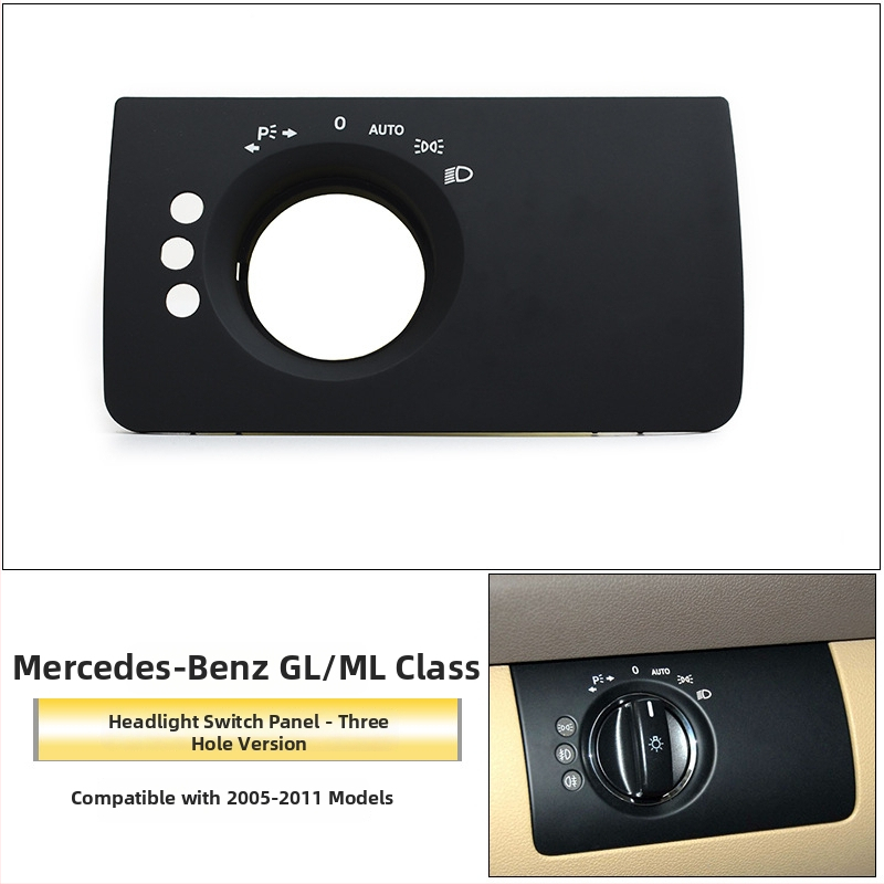 Panel prepínača svetlometov pre Mercedes-Benz R-Class – ABS, kompatibilný s ML/GL, kryt palubnej dosky, Snap-On inštalácia