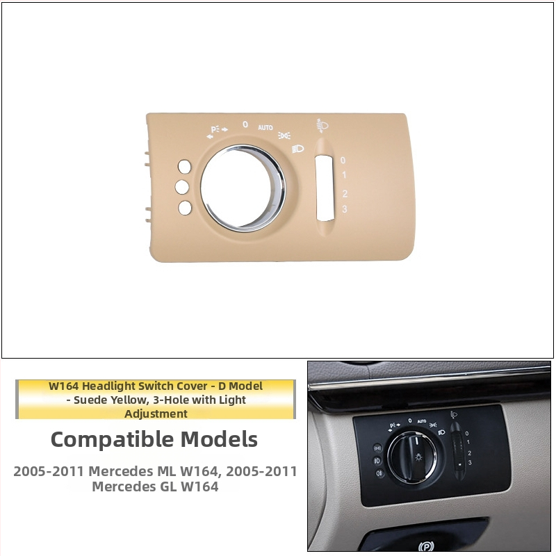 Panel prepínača svetlometov pre Mercedes-Benz R-Class – ABS, kompatibilný s ML/GL, kryt palubnej dosky, Snap-On inštalácia