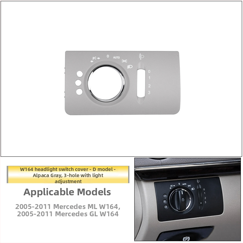 Panel prepínača svetlometov pre Mercedes-Benz R-Class – ABS, kompatibilný s ML/GL, kryt palubnej dosky, Snap-On inštalácia