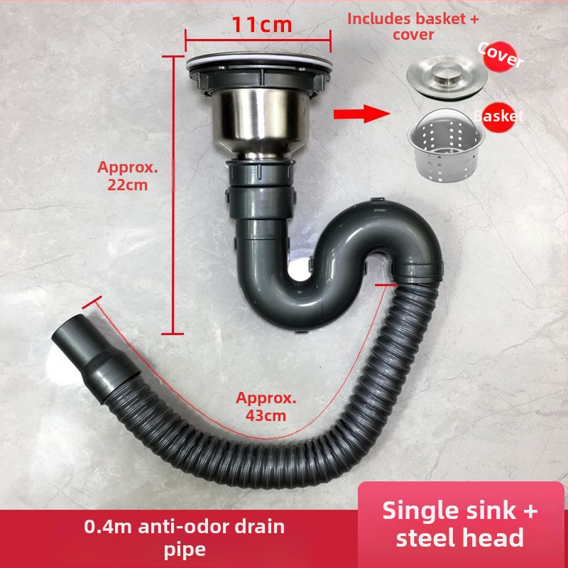 Медна дренажна тръба за кухненска мивка – комплект за двойни корита, CE сертифицирани фитинги