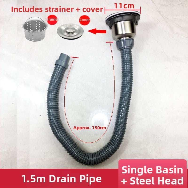 Медна дренажна тръба за кухненска мивка – комплект за двойни корита, CE сертифицирани фитинги