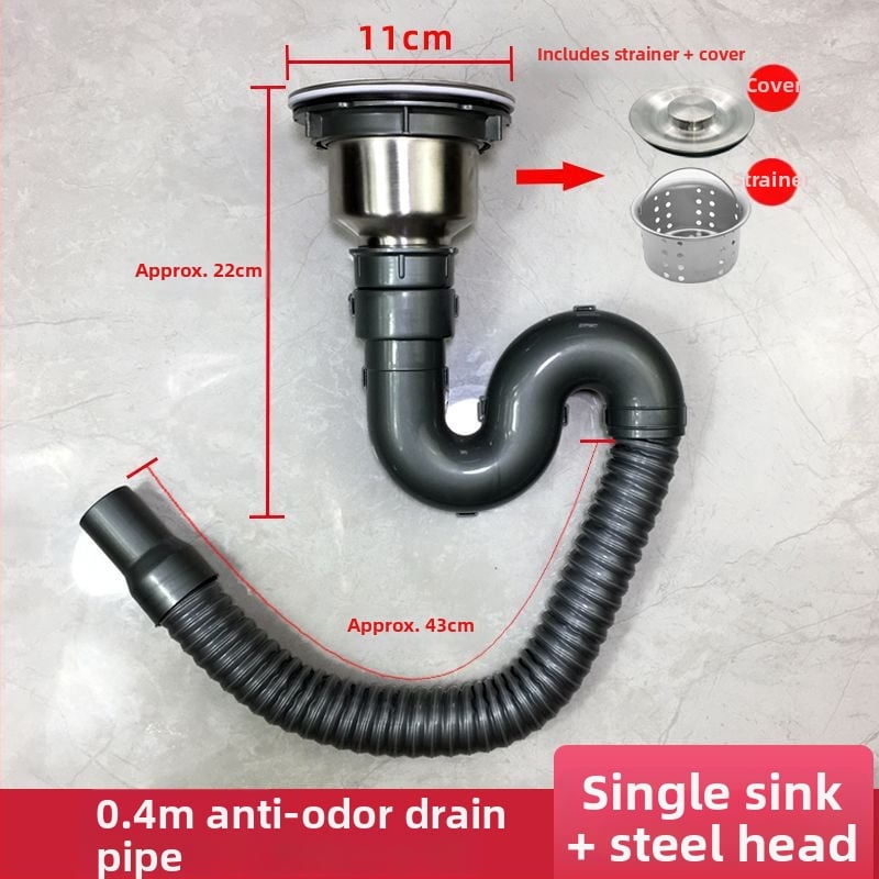 Медна дренажна тръба за кухненска мивка – комплект за двойни корита, CE сертифицирани фитинги
