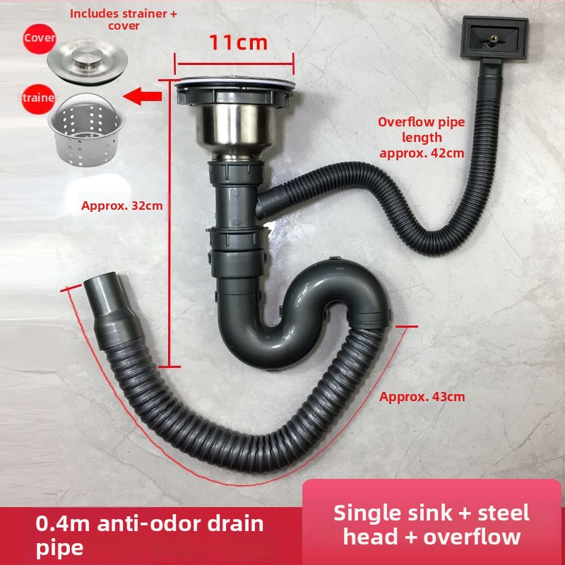 Медна дренажна тръба за кухненска мивка – комплект за двойни корита, CE сертифицирани фитинги
