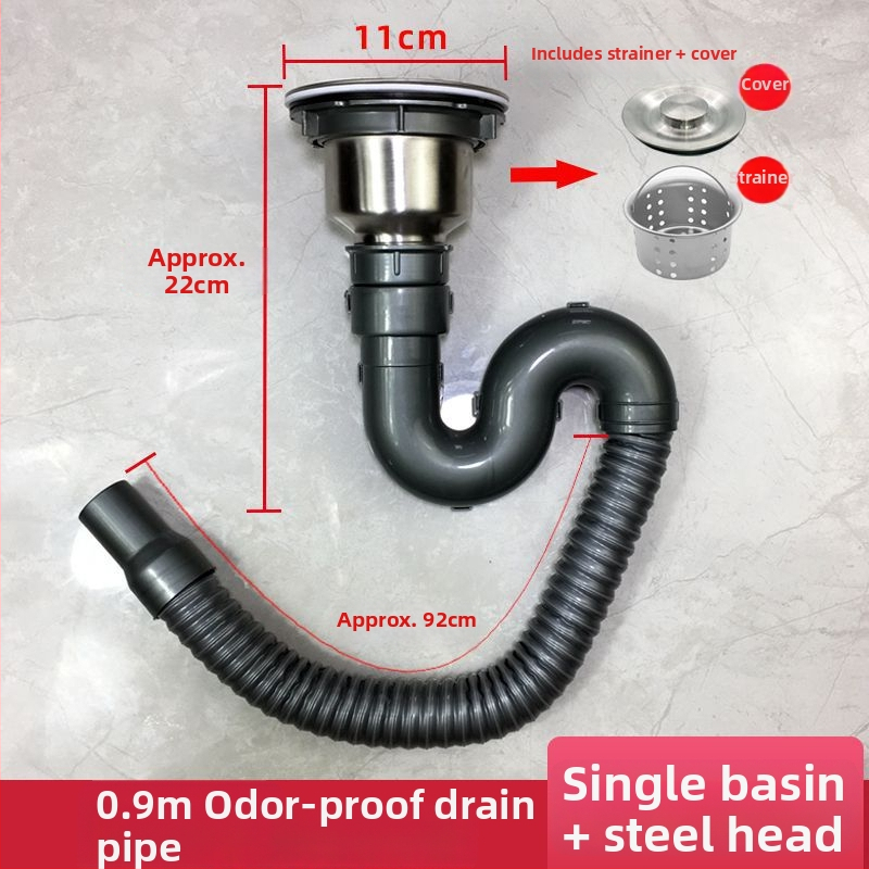 Медна дренажна тръба за кухненска мивка – комплект за двойни корита, CE сертифицирани фитинги