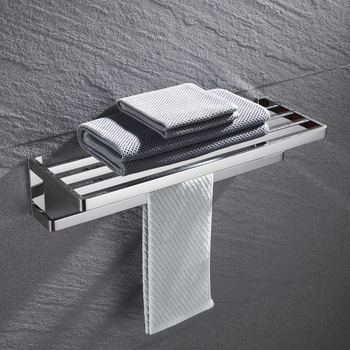 Fali törölközőtartó, 304 rozsdamentes acél, tükrös felület, két darabos készlet a fürdőszobához