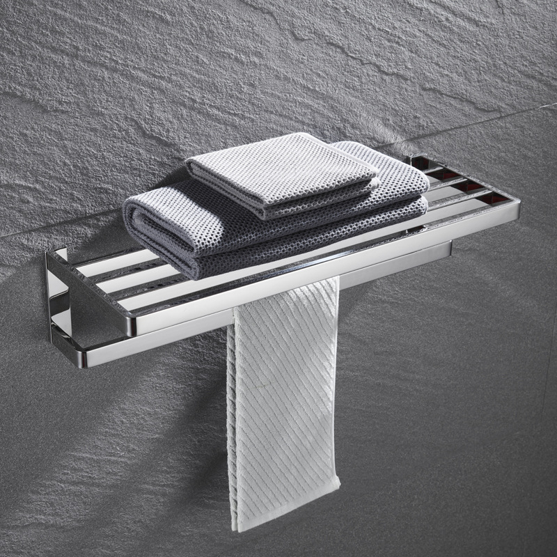 Fali törölközőtartó, 304 rozsdamentes acél, tükrös felület, két darabos készlet a fürdőszobához